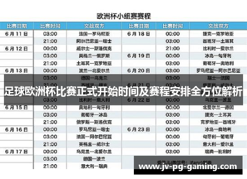足球欧洲杯比赛正式开始时间及赛程安排全方位解析